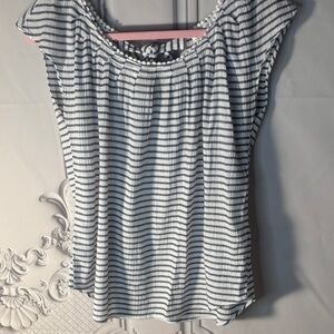 Lauren Conrad Striped Women's Top - Navy Blue and White Sz Small
